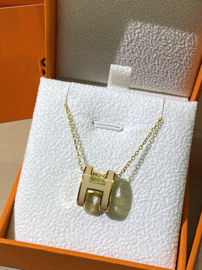 [OAKJURI Jewelry]HM CLIC YELLOW ENAMEL GOLD NECKLACE