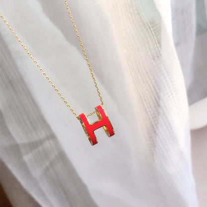 [OAKJURI Jewelry]HM CLIC RED ENAMEL GOLD NECKLACE