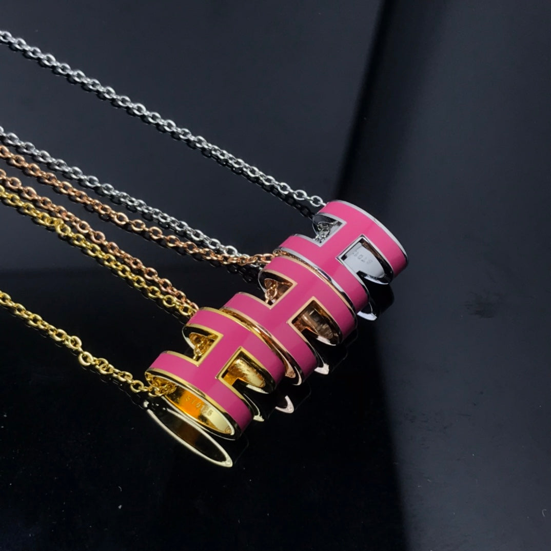 [OAKJURI Jewelry]H NECKLACE PINK