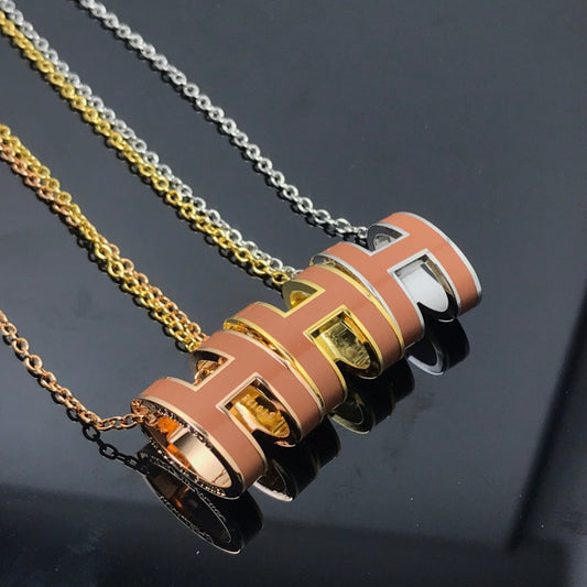 [OAKJURI Jewelry]H NECKLACE BROWN