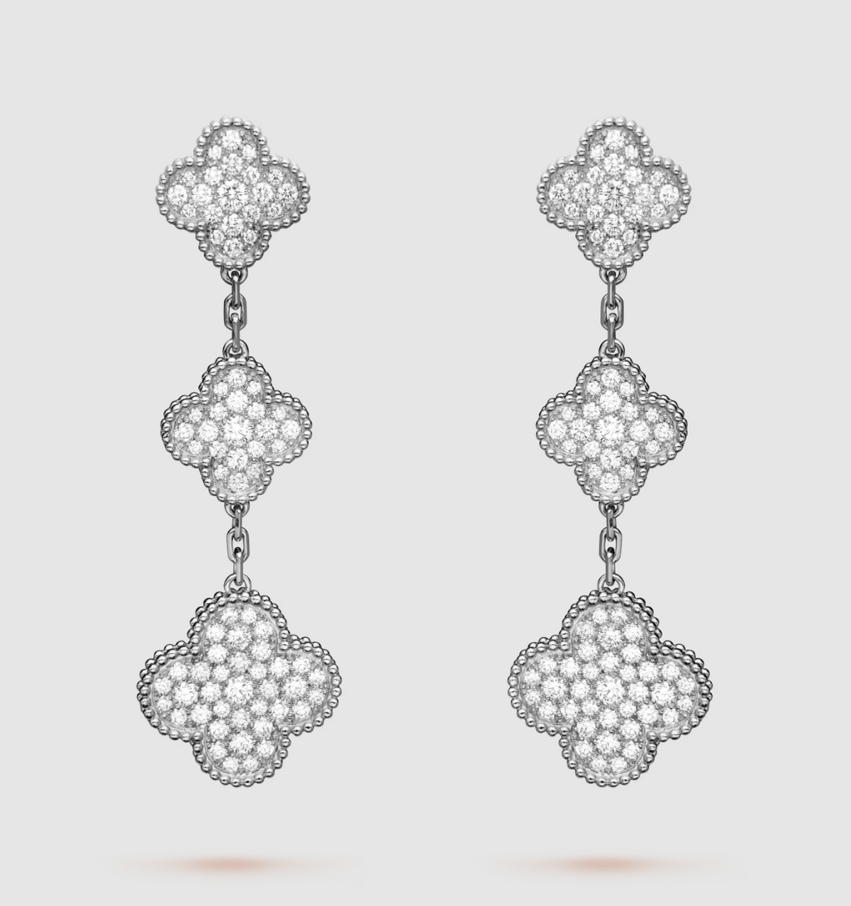 [OAKJURI Jewelry]CLOVER 3 MOTIF DIAMOND SILVER DROP EARRINGS