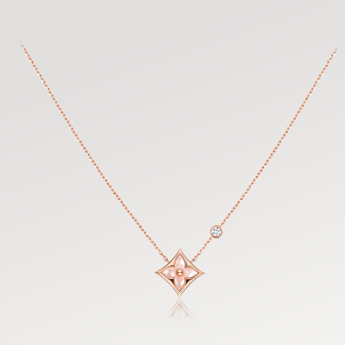 [OAKJURI Jewelry]STAR PINK MOP 1 DIAMOND PINK GOLD NECKLACE
