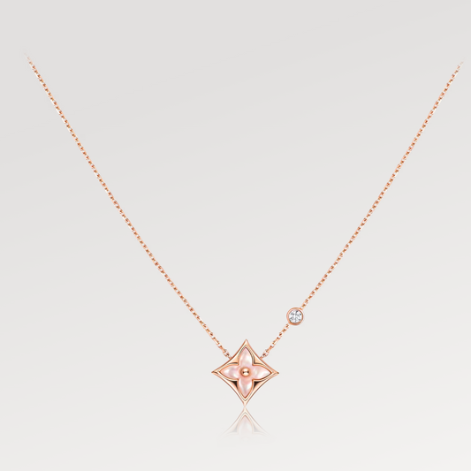 [OAKJURI Jewelry]STAR PINK MOP 1 DIAMOND PINK GOLD NECKLACE