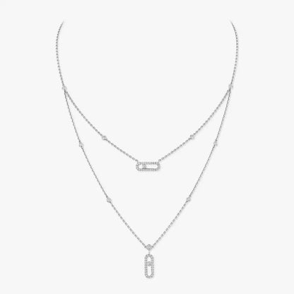 [OAKJURI Jewelry]2 Rows Rose Gold Diamond Pave_ Necklace Move Uno