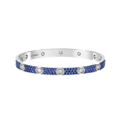 [OAKJURI Jewelry]Pave Gemstone Love &Force Large Horseshoe Diamond Duo Bracelet Stack Set