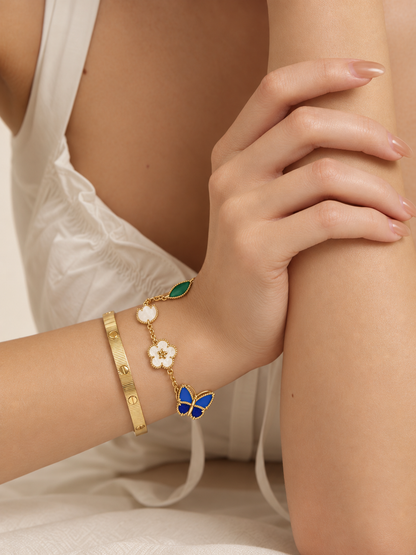 [OAKJURI Jewelry] Lucky Spring Butterfly 5-Motif & LOVE Unlimited Bracelet Stack Set