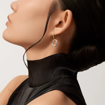 [OAKJURI Jewelry] TRINITY HALF DIAMOND  EARRINGS