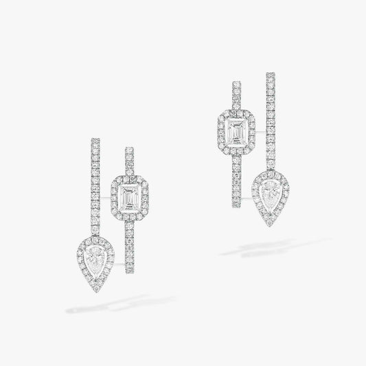 [OAKJURI Jewelry]CREOLES MY TWIN 2 RANGS SILVER DIAMOND EARRINGS