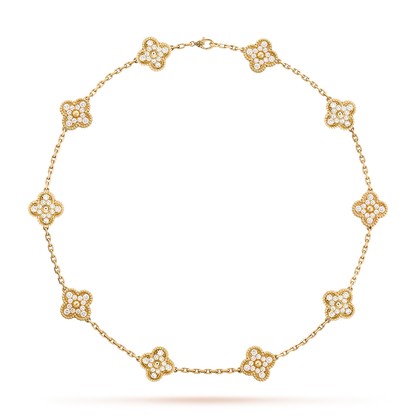 [OAKJURI Jewelry]CLOVER 10 MOTIFS DIAMOND NECKLACE