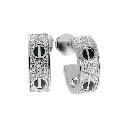 [OAKJURI Jewelry] LOVE CERAMIC DIAMOND PAVED SILVER EARRINGS