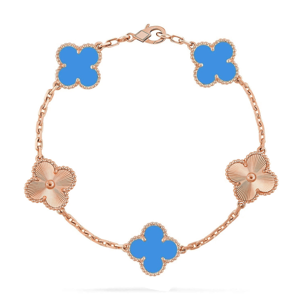 [OAKJURI Jewelry] CLOVER 5 MOTIF BLUE AGATE BRACELET COLLECTION