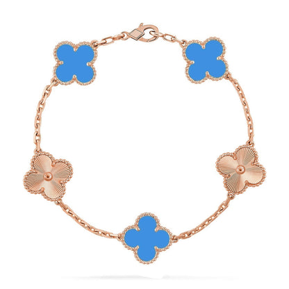 [OAKJURI Jewelry] CLOVER 5 MOTIF BLUE AGATE BRACELET COLLECTION
