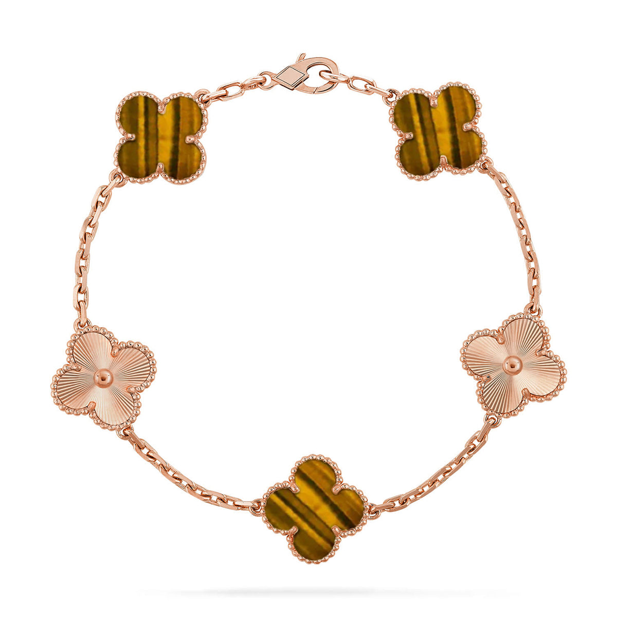 [OAKJURI Jewelry] CLOVER 5 MOTIFS TIGER EYE BRACELET COLLECTION