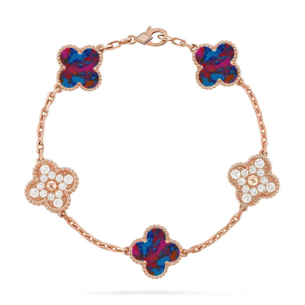 [OAKJURI Jewelry]CLOVER 5 MOTIF COLOR GEMSTONES BRACELET COLLECTION