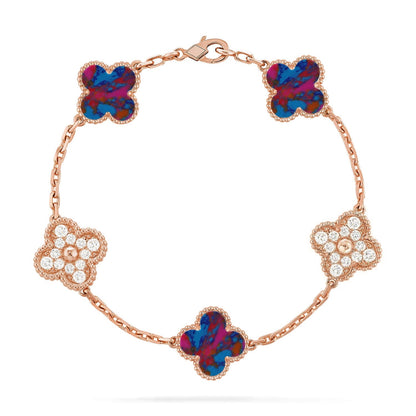 [OAKJURI Jewelry]CLOVER 5 MOTIF COLOR GEMSTONES BRACELET COLLECTION