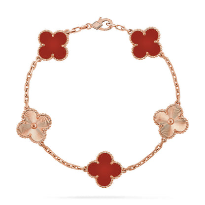 [OAKJURI Jewelry] CLOVER 5 MOTIF RED CORNELIAN BRACELET COLLECTION