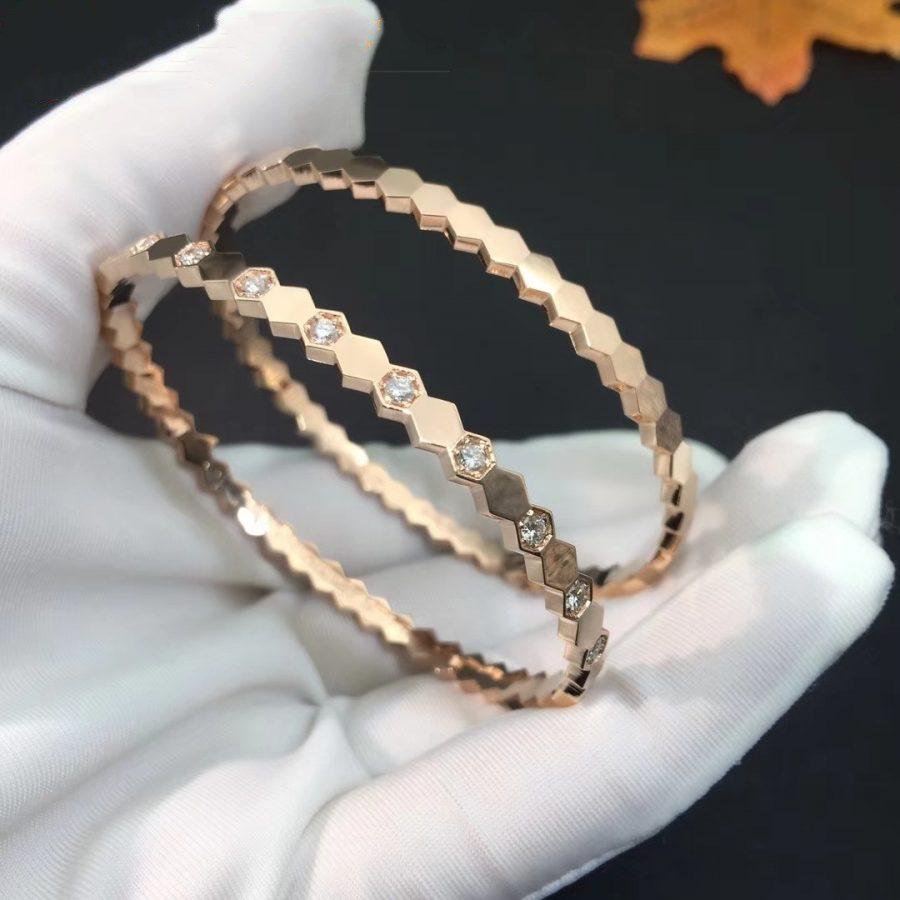 [OAKJURI Jewelry]BEE LOVE PINK GOLD DIAMOND BRACELET
