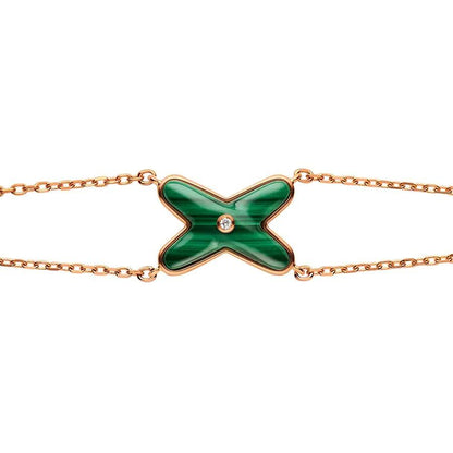 [OAKJURI Jewelry]JEUX BRACELET MALACHITE PINK GOLD 1 DIAMOND