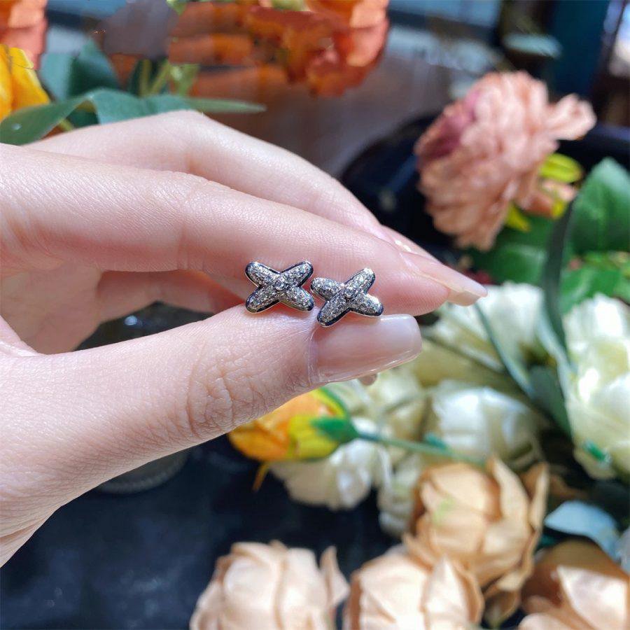 [OAKJURI Jewelry]JEUX DE SILVER DIAMOND EARRINGS