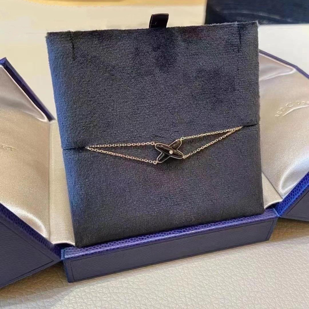 [OAKJURI Jewelry]JEUX BRACELET ONYX PINK GOLD 1 DIAMOND