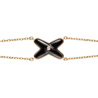 [OAKJURI Jewelry]JEUX BRACELET ONYX PINK GOLD 1 DIAMOND
