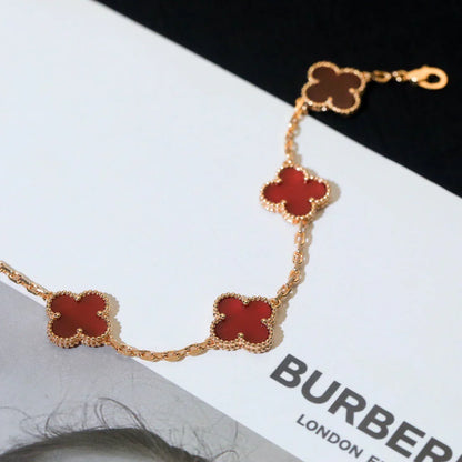 [OAKJURI Jewelry] CLOVER 5 MOTIF RED CORNELIAN BRACELET COLLECTION