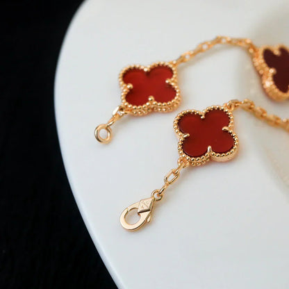 [OAKJURI Jewelry] CLOVER 5 MOTIF RED CORNELIAN BRACELET COLLECTION