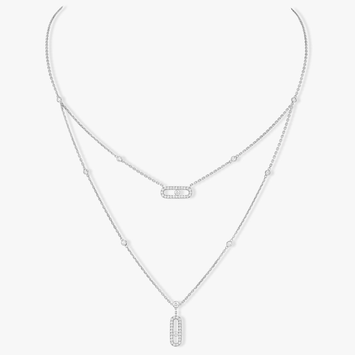 [OAKJURI Jewelry]MOVE 2 ROW DIAMOND NECKLACE