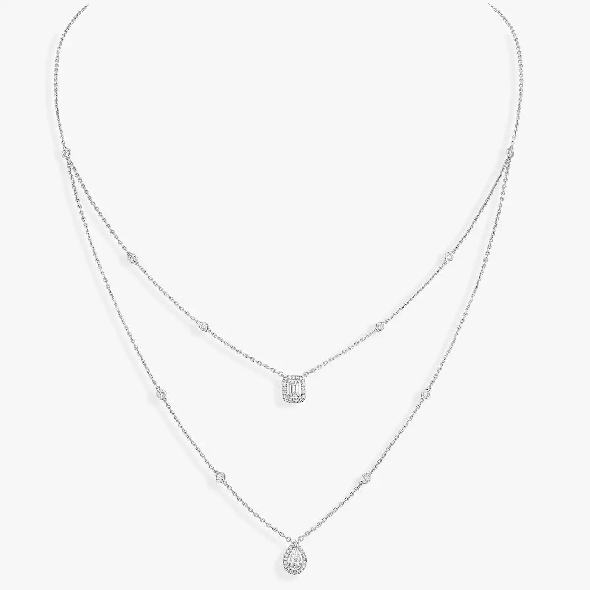[OAKJURI Jewelry]Diamond Necklace My Twin 2 Rows