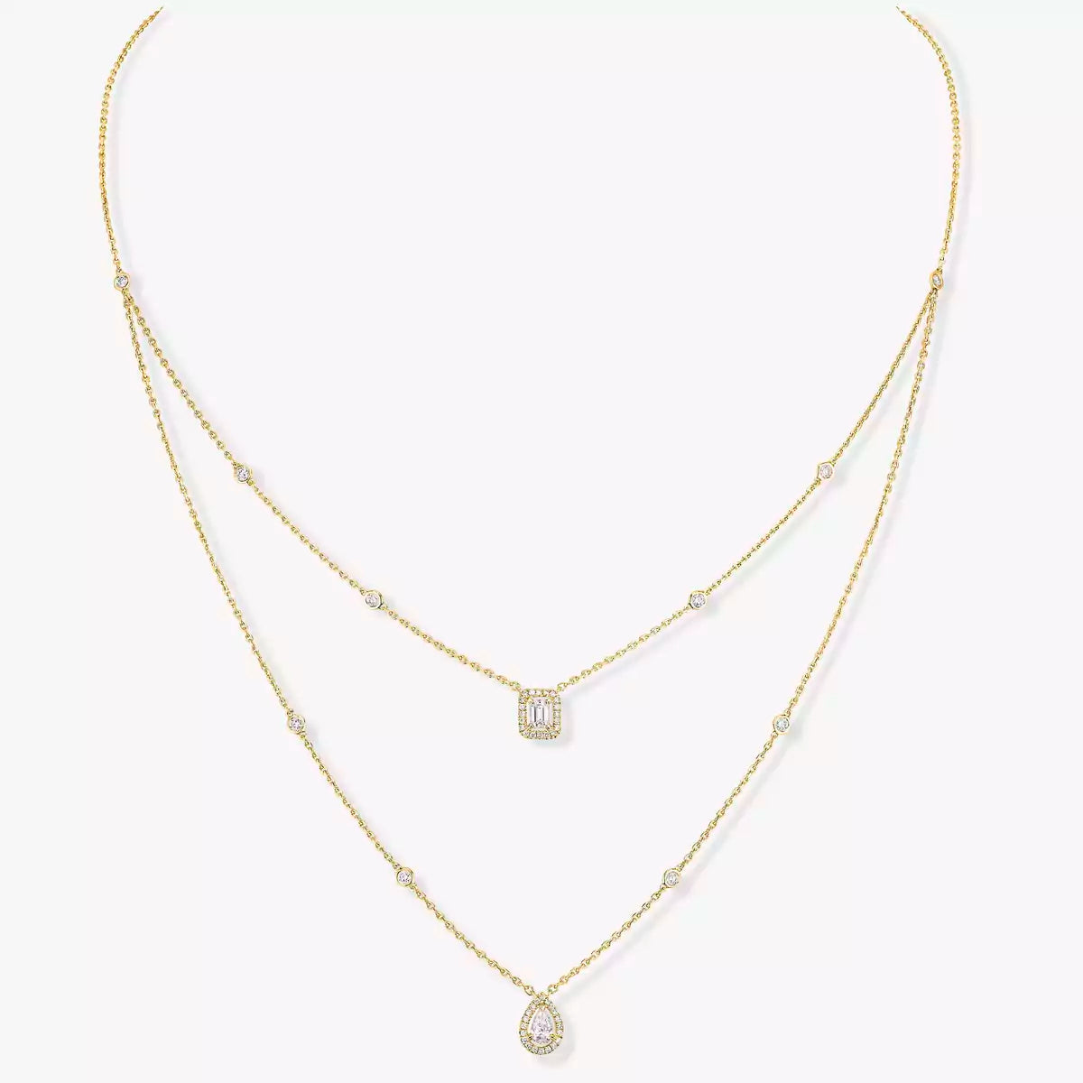 [OAKJURI Jewelry]Diamond Necklace My Twin 2 Rows