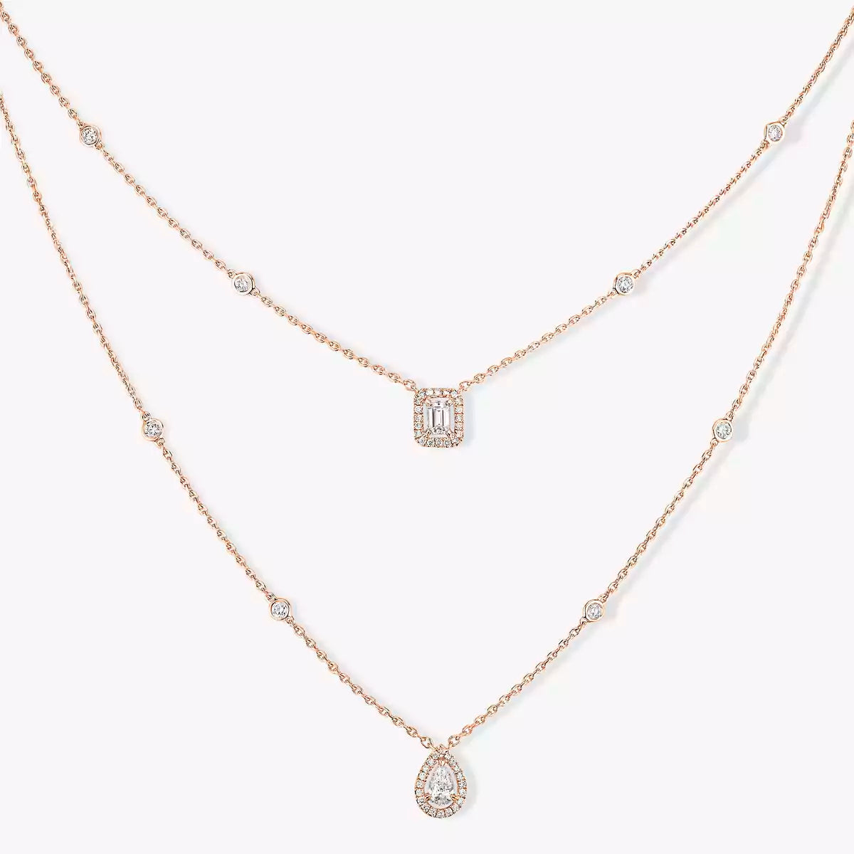[OAKJURI Jewelry]Diamond Necklace My Twin 2 Rows
