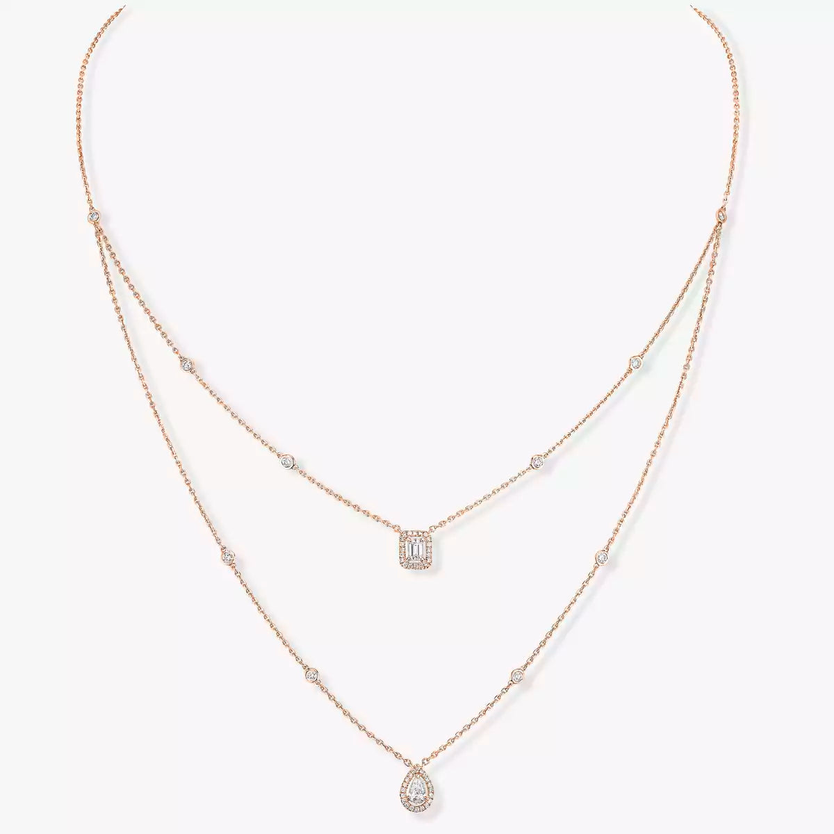 [OAKJURI Jewelry]Diamond Necklace My Twin 2 Rows