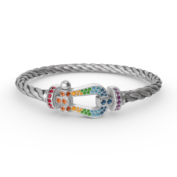 [OAKJURI Jewelry]FORC LARGE HORSESHOE  COLORED DIAMOND BRACELET SILVER