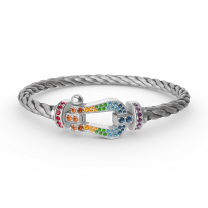 [OAKJURI Jewelry]FORC LARGE HORSESHOE  COLORED DIAMOND BRACELET SILVER