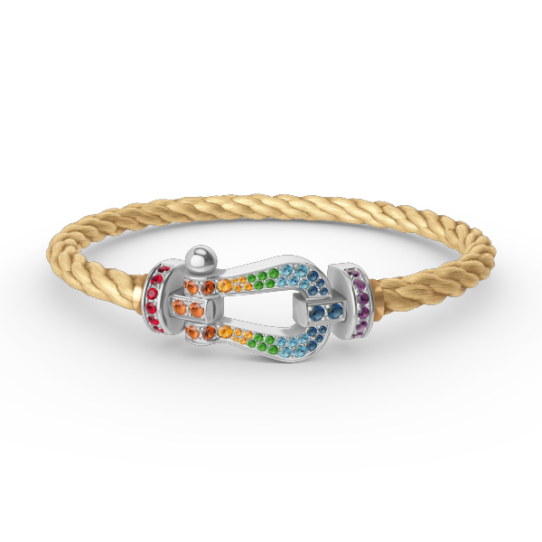[OAKJURI Jewelry]FORC LARGE HORSESHOE  COLORED DIAMOND BRACELET SILVER