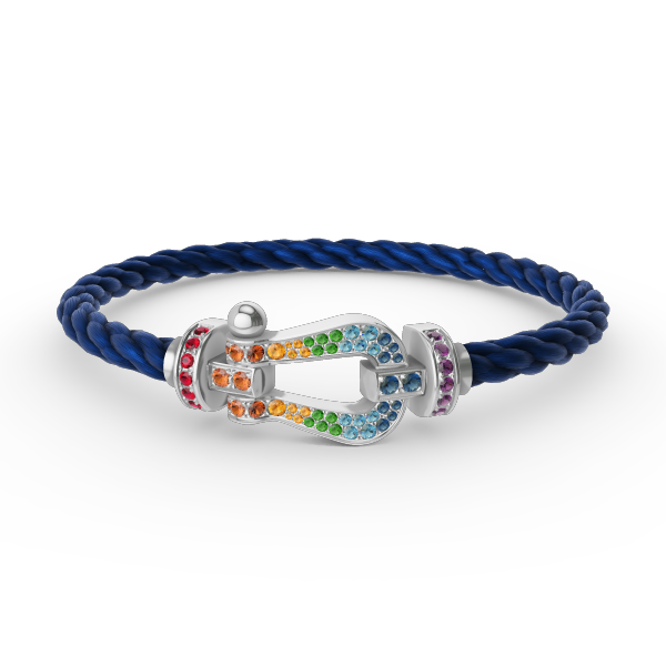 [OAKJURI Jewelry]FORC LARGE HORSESHOE  COLORED DIAMOND BRACELET SILVER