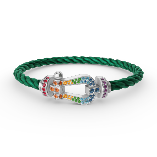 [OAKJURI Jewelry]FORC LARGE HORSESHOE  COLORED DIAMOND BRACELET SILVER