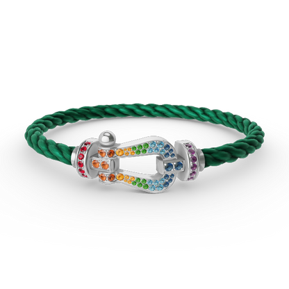 [OAKJURI Jewelry]FORC LARGE HORSESHOE  COLORED DIAMOND BRACELET SILVER