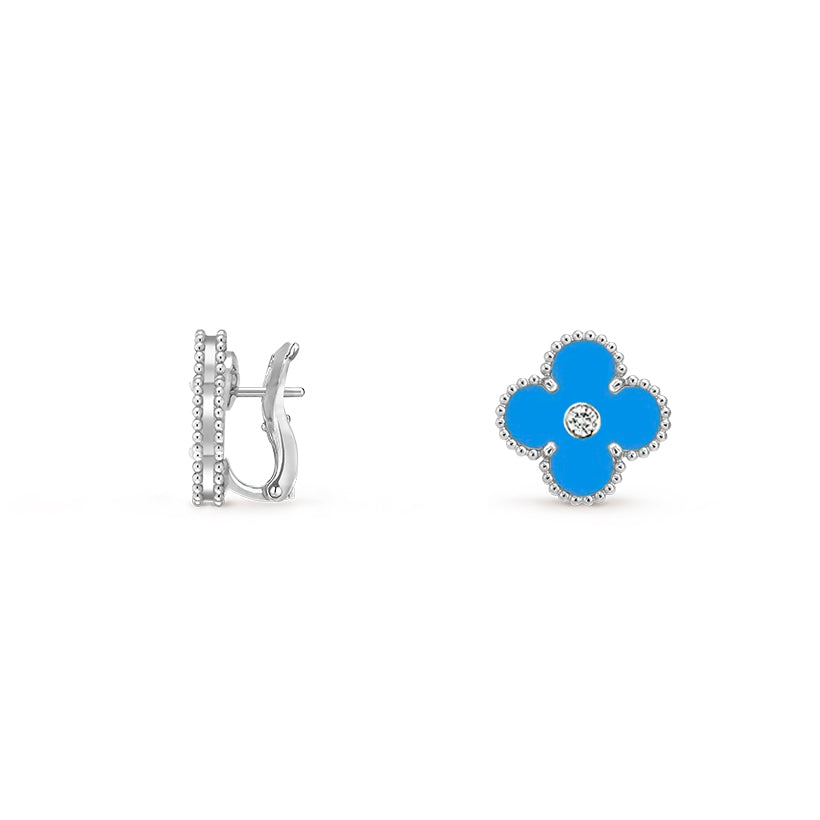 [OAKJURI Jewelry]CLOVER SILVER 15MM MOP DIAMOND EARRINGS COLLECTION