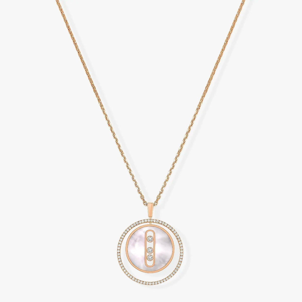 [OAKJURI Jewelry]LUCKY MOVE MM NACRE BLANCHE DIAMOND NECKLACE