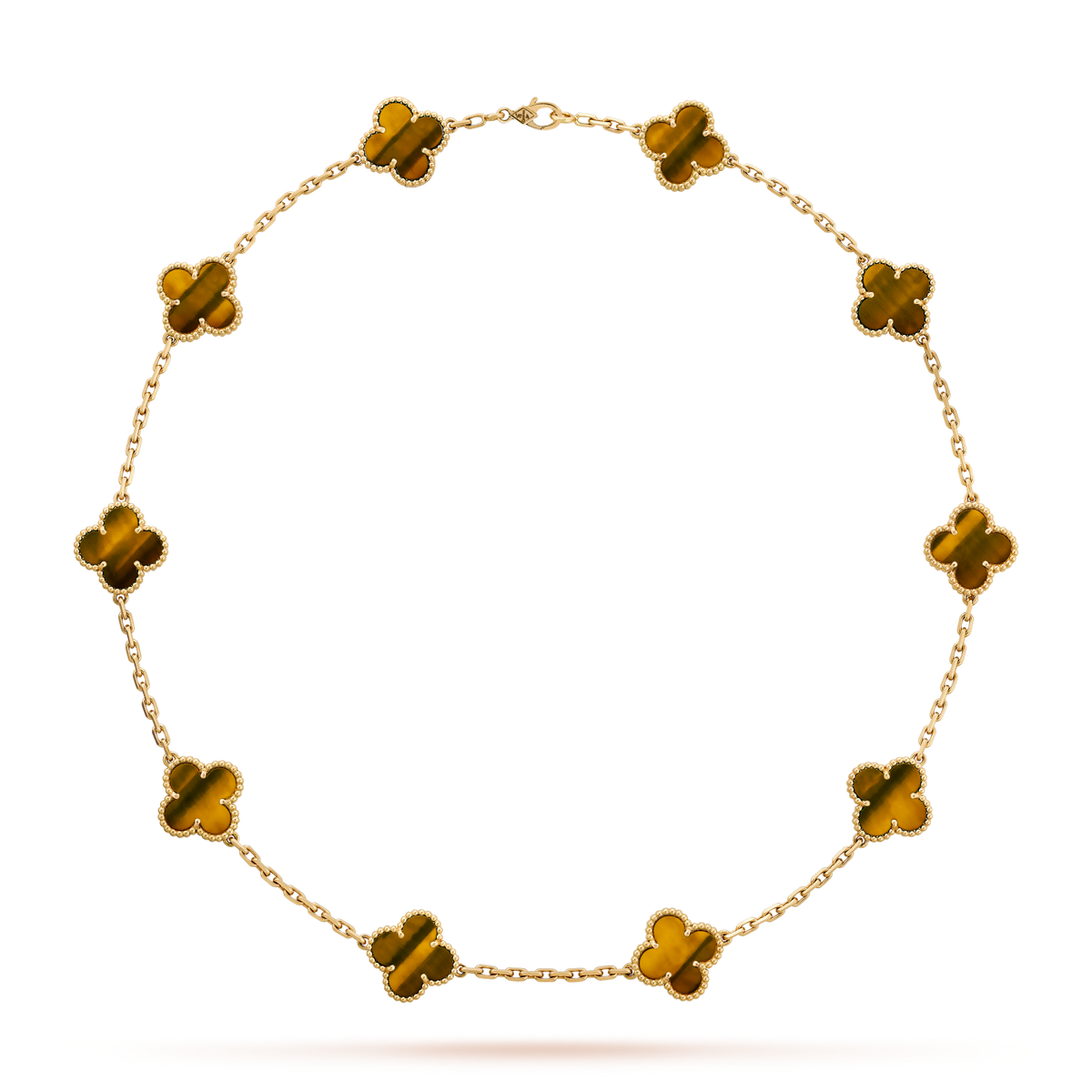 [OAKJURI Jewelry]CLOVER 10 MOTIFS TIGER EYE NECKLACE