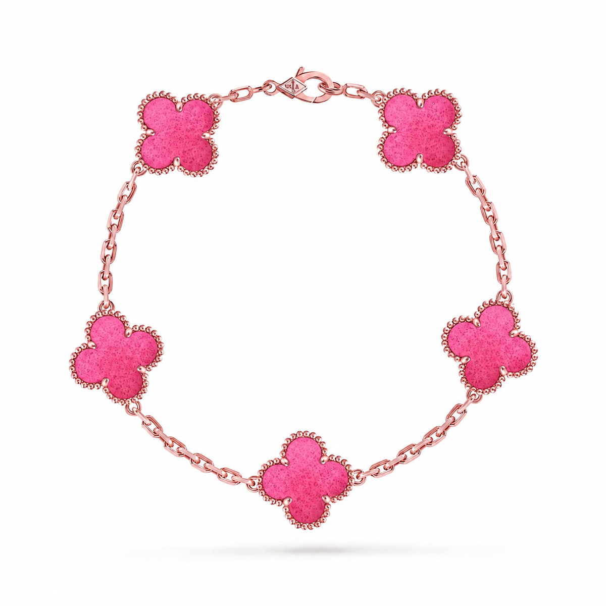 [OAKJURI Jewelry]NEW CLOVER 5 MOTIFS PINK ENAMEL BRACELET