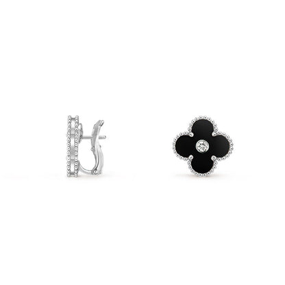 [OAKJURI Jewelry]CLOVER SILVER 15MM MOP DIAMOND EARRINGS COLLECTION