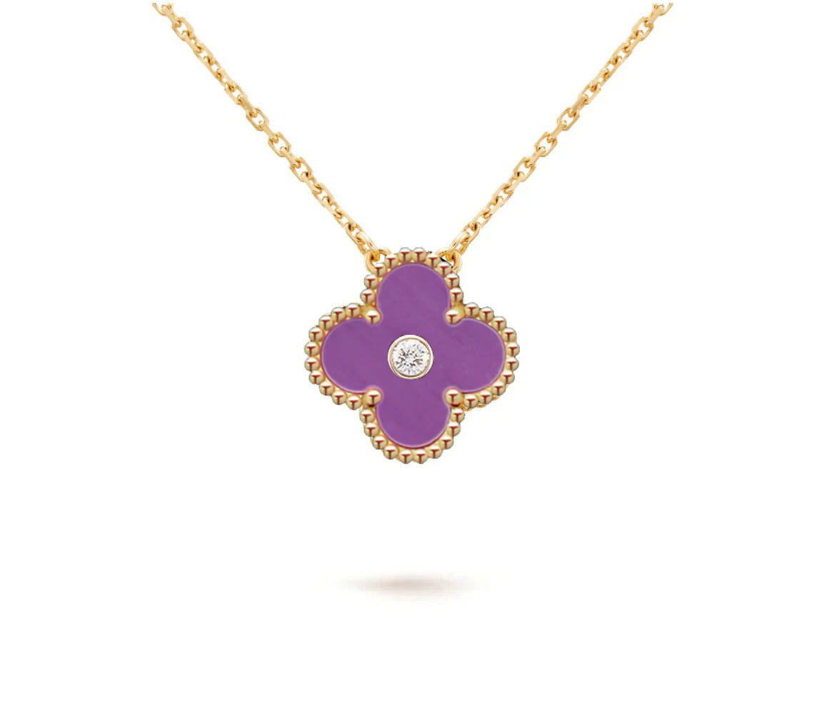 [OAKJURI Jewelry]CLOVER 15MM DIAMOND SINGLE FLOWER NECKLACE COLLECTION