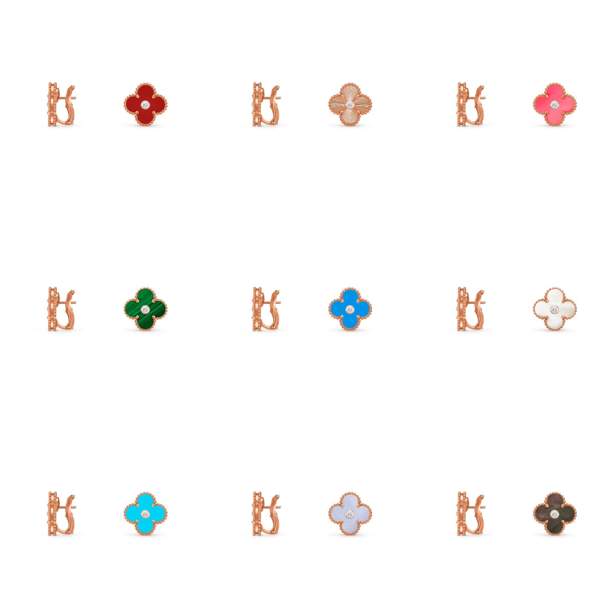 [OAKJURI Jewelry]CLOVER 15MM MOP DIAMOND EARRINGS COLLECTION