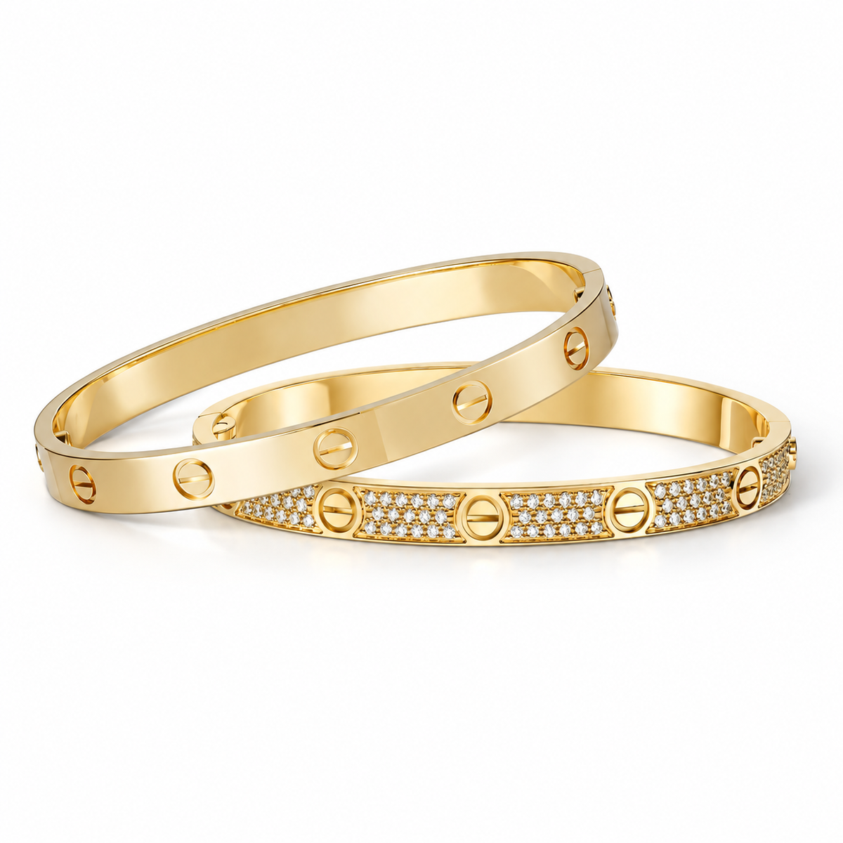 [OAKJURI Jewelry] LOVE  Classic & Diamond-Paved Bracelet Stack Set