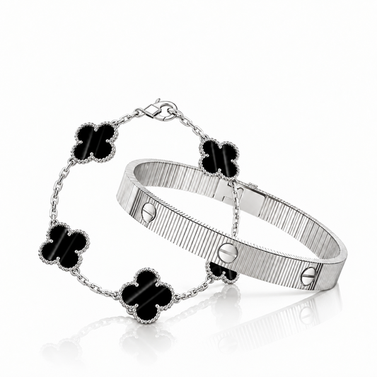 [OAKJURI Jewelry] Clover 5-Motif & LOVE Unlimited Bracelet Set