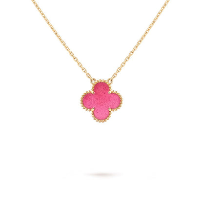 [OAKJURI Jewelry] NEW CLOVER 15MM PINK ENAMEL NECKLACE