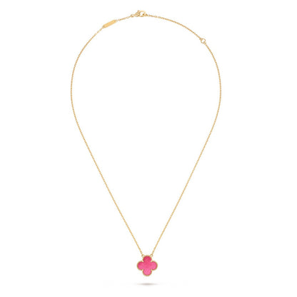 [OAKJURI Jewelry] NEW CLOVER 15MM PINK ENAMEL NECKLACE
