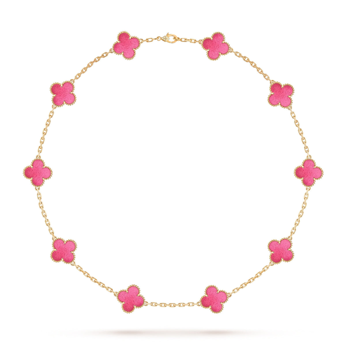 [OAKJURI Jewelry]NEW CLOVER 10 MOTIFS PINK ENAMEL NECKLACE